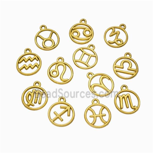 Stainless Steel Symbol Pendant Zodiac Gold Plated Mixed