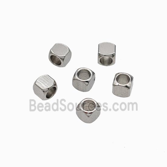 Raw Stainless Steel Cube Beads