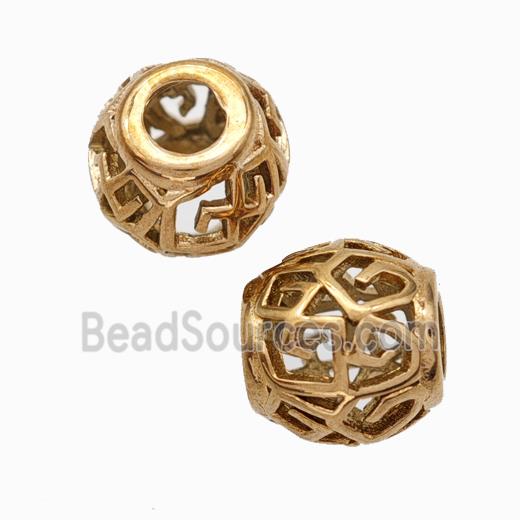 Titanium Steel Barrel Beads Large Hole Hollow Rose Gold