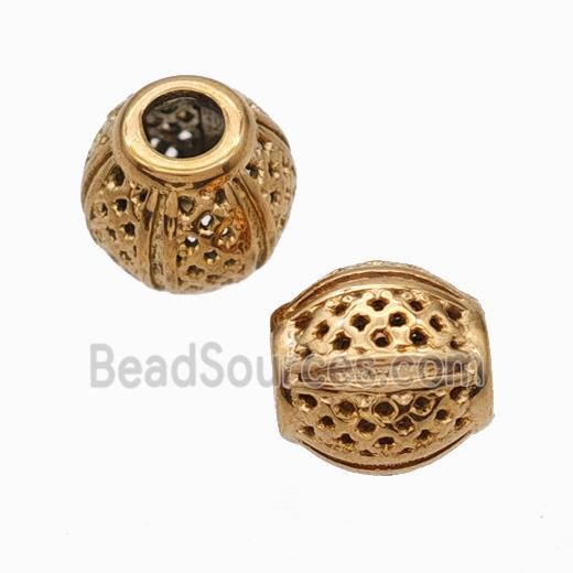 Titanium Steel Barrel Beads Large Hole Hollow Rose Gold