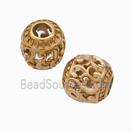 Titanium Steel Barrel Beads Large Hole Hollow Rose Gold