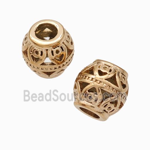 Titanium Steel Barrel Beads Large Hole Hollow Rose Gold