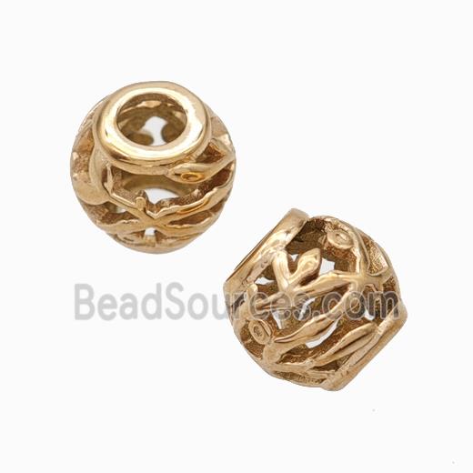 Titanium Steel Barrel Beads Large Hole Hollow Rose Gold