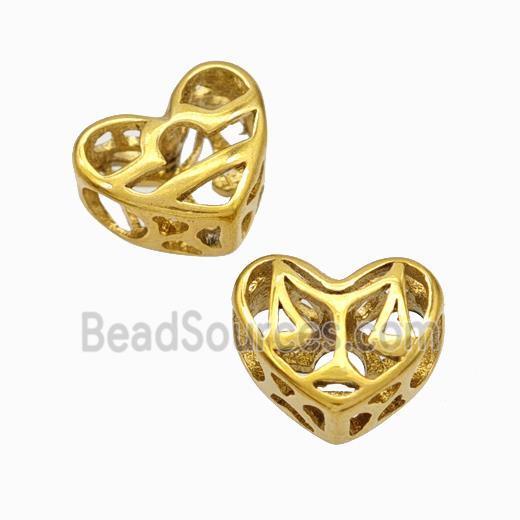 Titanium Steel Heart Beads Zodiac Libra Large Hole Hollow Gold Plated