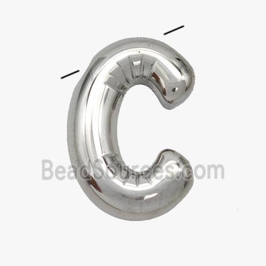 Raw Stainless Steel Letter-C Pendant