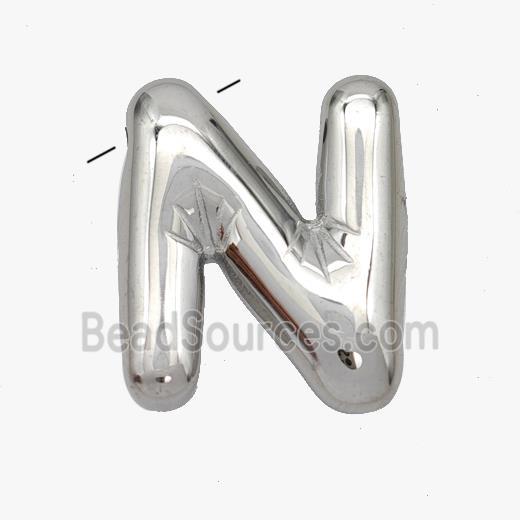 Raw Stainless Steel Letter-N Pendant