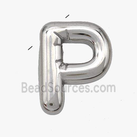 Raw Stainless Steel Letter-P Pendant