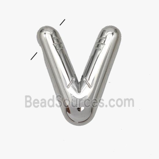 Raw Stainless Steel Letter-V Pendant
