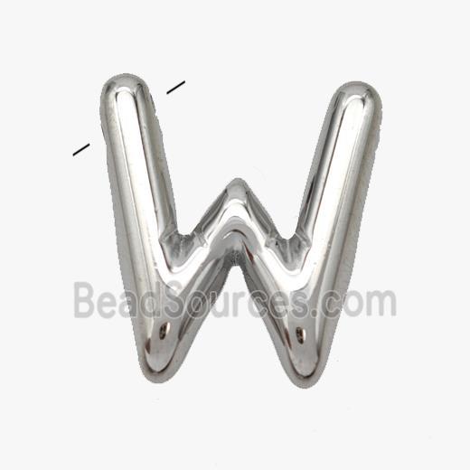 Raw Stainless Steel Letter-W Pendant