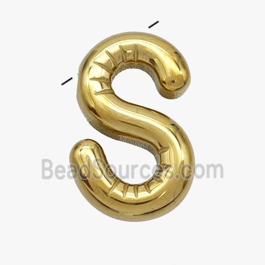 Stainless Steel Letter-S Pendant Gold Plated
