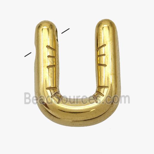 Stainless Steel Letter-U Pendant Gold Plated