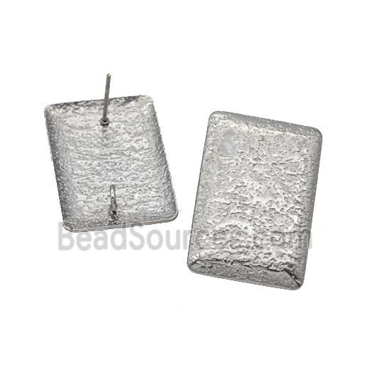 Raw Stainless Steel Rectangle Stud Earrings