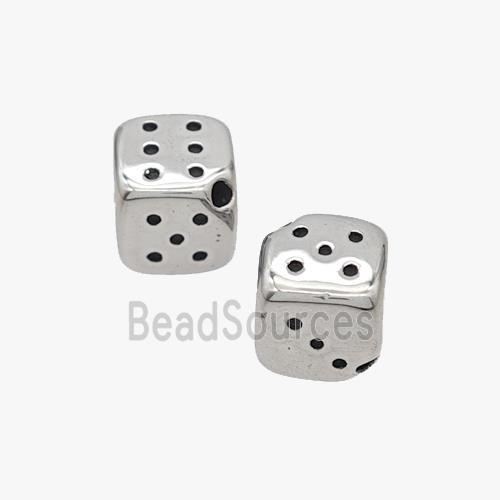 Raw Stainless Steel Dice Beads Cube