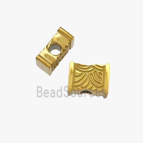 Stainless Steel Beads Rectangle Gold Plated