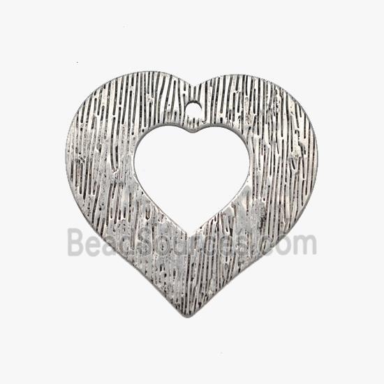 Raw Stainless Steel Heart Pendant Hand Brushed