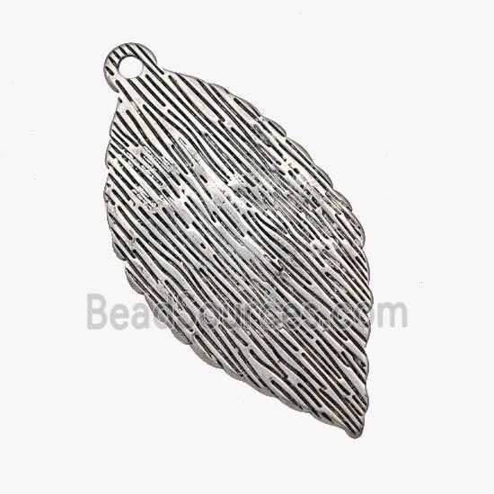 Raw Stainless Steel Leaf Pendant Hand Brushed