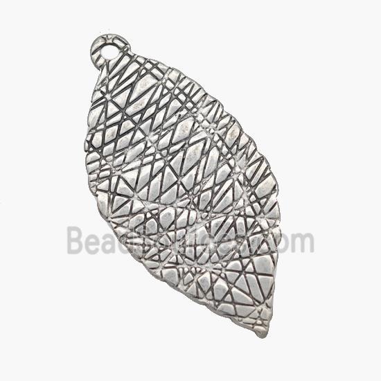 Raw Stainless Steel Leaf Pendant Hand Brushed