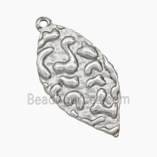 Raw Stainless Steel Leaf Pendant Hammered
