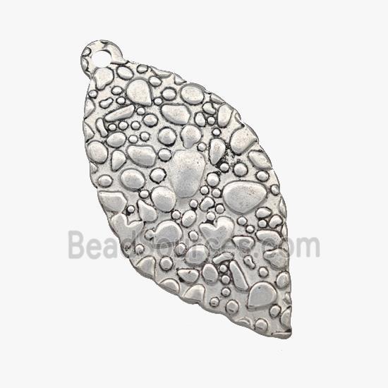 Raw Stainless Steel Leaf Pendant Hammered