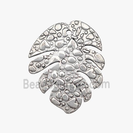 Raw Stainless Steel Leaf Pendant Hammered