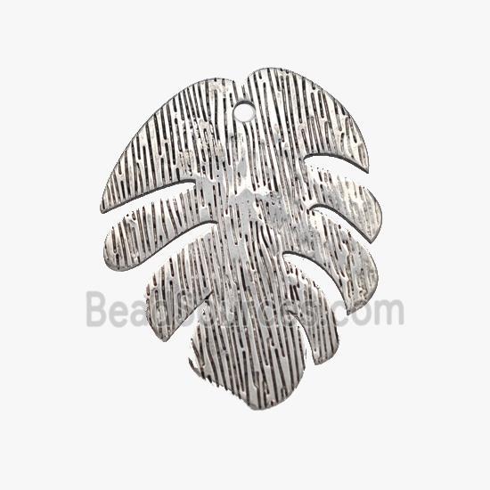 Raw Stainless Steel Leaf Pendant Brushed
