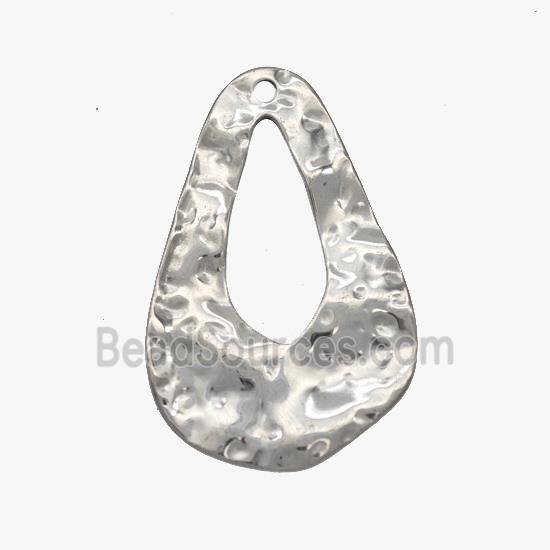 Raw Stainless Steel Teardrop Pendant Hammered