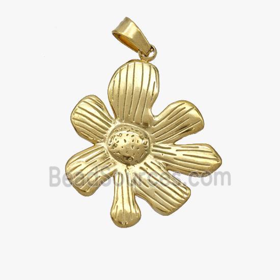 Stainless Steel Flower Pendant Gold Plated