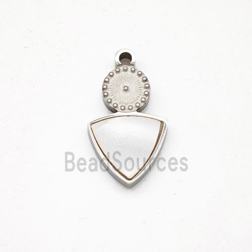 Raw Stainless Steel Triangle Pendant Pave Shell