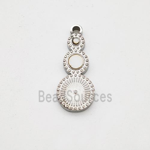 Raw Stainless Steel Clock Pendant Pave Shell