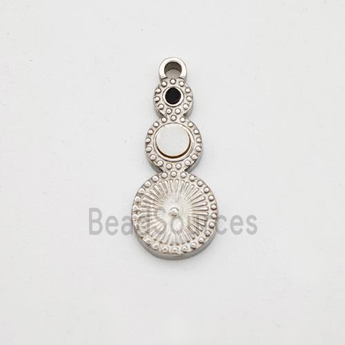 Raw Stainless Steel Clock Pendant Pave Shell