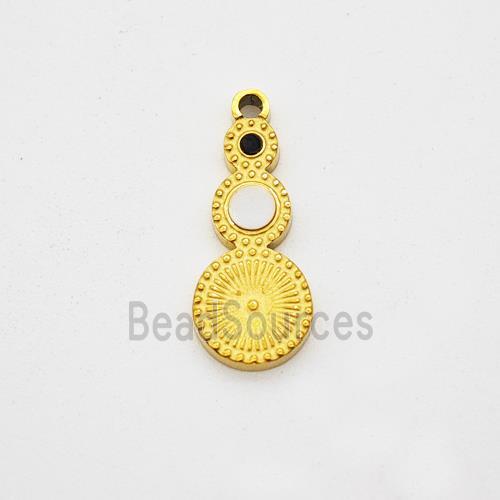 Stainless Steel Clock Pendant Pave Shell Gold Plated