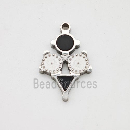 Raw Stainless Steel Clock Pendant Pave Acrylic