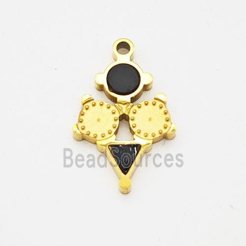 Stainless Steel Clock Pendant Pave Acrylic Gold Plated