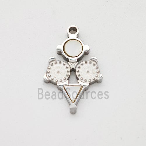 Raw Stainless Steel Clock Pendant Pave Shell