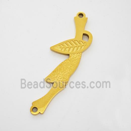 Stainless Steel Bamboo Pendant 2loops Gold Plated
