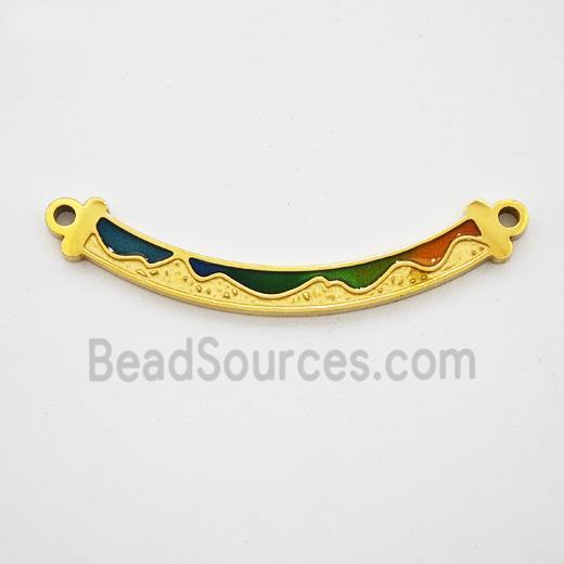 Stainless Steel Stick Pendant Enamel 2loops Gold Plated