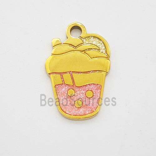 Stainless Steel Ice Cream Bottle Drink Cup Pendant Painted Gold Plated