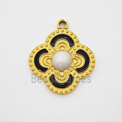 Stainless Steel Clover Pendant Enamel Gold Plated
