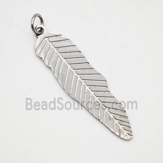 Raw Stainless Steel Leaf Pendant
