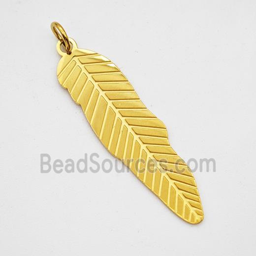 Stainless Steel Leaf Pendant Gold Plated