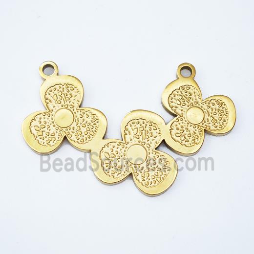 Stainless Steel Clover Link Pendant 2loops Gold Plated