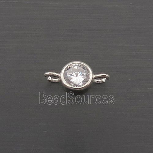 Sterling Silver Connector Pave Crystal Glass