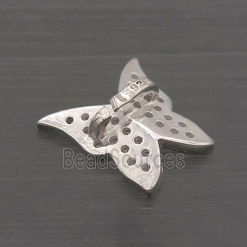 Sterling Silver Butterfly Beads Pave Zircon Large Hole