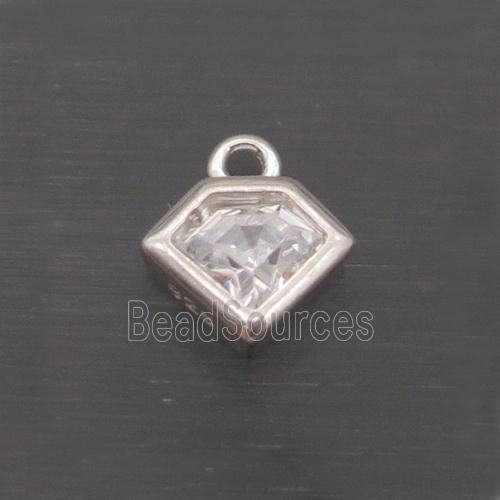 Sterling Silver Polygon Pendant Pave Crystal