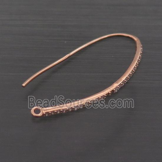 Sterling Silver Hook Earring Pave Zircon Rose Gold