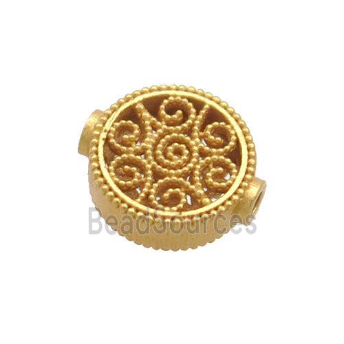 Sterling Silver Beads Circle Hollow Gold Plated