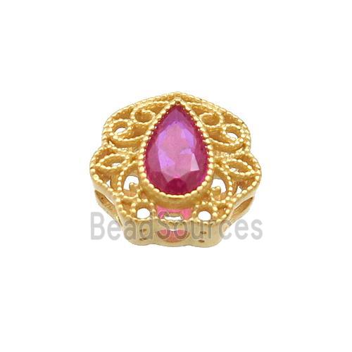 Sterling Silver Circle Beads Pave Zircon Gold Plated