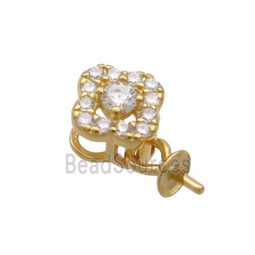 Sterling Silver Bail Pave Zircon Pad Gold Plated