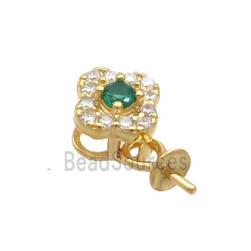 Sterling Silver Bail Pave Zircon Pad Gold Plated