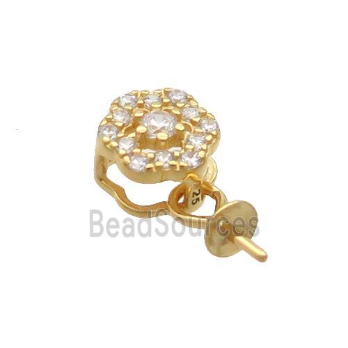 Sterling Silver Bail Pave Zircon Pad Gold Plated